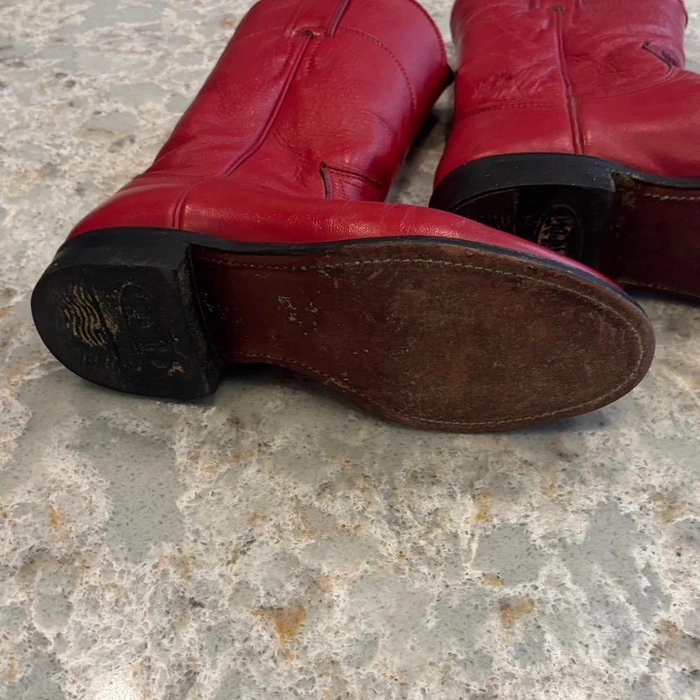Justin Boots Red Heeled Women's Boots 4A - Picture 3 of 8